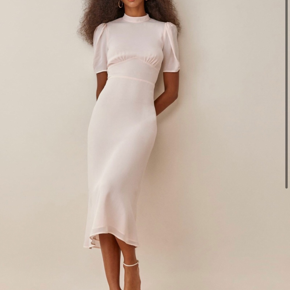 Reformation Dusk Dress in Crystal Pink